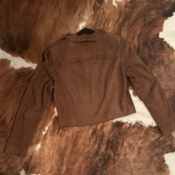 Elie Tahari Brown Suede Ruffle Blazer - Picture 5 of 5